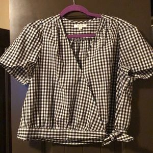 Madewell Wrap Top in Gingham Check